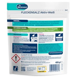 Dr. Beckmann Pulver, Fleckensalz Aktiv-Wei√ü | f√ºr wei√üere W√§sche | wirkt gegen mehr als 100 Flecken | inkl. Dosierl√∂ffel | 400g