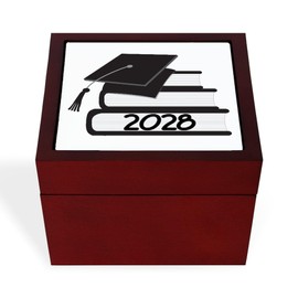 CafePress Class of 2028 Graduate Memory Keepsake Jewelry Box, 5"x5"x3.75"