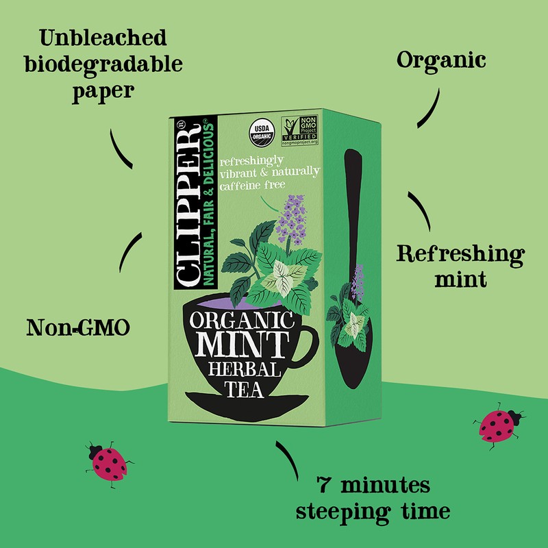 Clipper Tea Mint Herbal Teabags – Caffeine Free, USDA Organic,