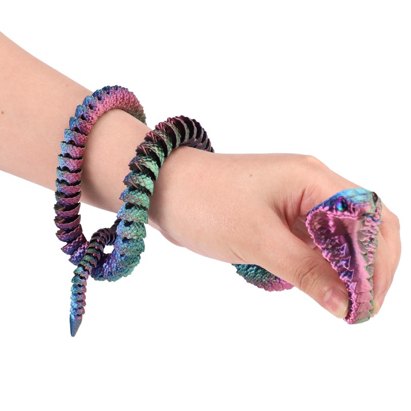 3D Printed Snake, 23.6in Articulated Cobra Crystal Like 3D Printed