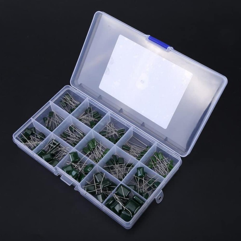 DollaTek 150 Pieces 15 Value (Each 10pcs) 100V 0.33NF- 470NF