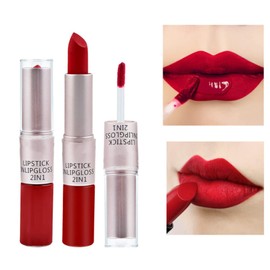 2-in-1 matte lipstick, no grainy feeling lipstick with long-lasting moisturising, liquid, matte and long-lasting lipsticks (011 red)