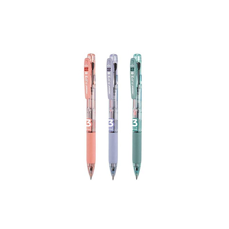 Monami Flip3 0.5mm 3 colors ballpoint pen Ink Black, Blue