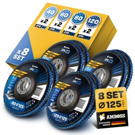 Amboss Werkzeuge ZFS Serrated Disc Set Diameter 125 mm K41-120 (2 Pieces) for Steel/Stainless Steel Polishing Deruster, Fillet Seam Grinding, Blue Angle Grinder, Professional Zircon Grinding Mop