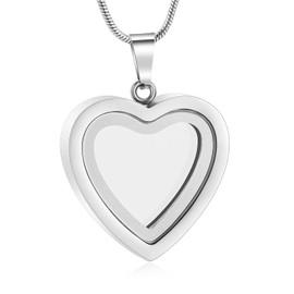 Glass Cremation Jewelry Necklace for Ashes Heart Memorial Lockets for Ashes Stainless Steel Keepsake Urn Ashes Pendants