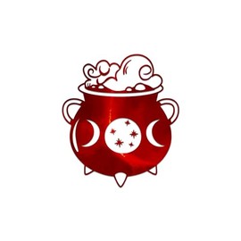 Witch Cauldron Decal Vinyl Sticker Auto Car Truck Wall Laptop | Red Holographic | 5" x 5.5"