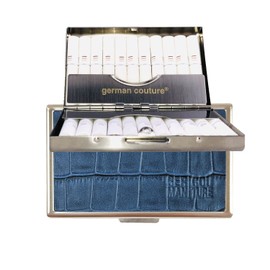 GC-TECH Precious Metal Stick Case Compatible with IQOS Iluma Terea, Heets and Lil Sticks with Genuine Leather in Crocodile Embossing, Blue