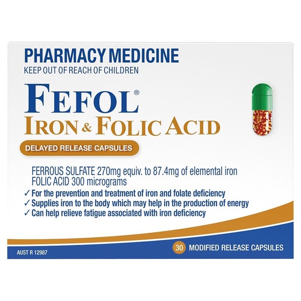 Fefol Iron & Folic Acid Delayed Release Cap X 30