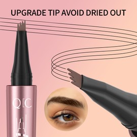 Yulinlon Q708 3D Microblading Eyebrow Pencil, Waterproof, 4-Tipped, Long-Lasting, Micro-Fork Applicator for Natural Brows, All Skin Tones(5#Brown)