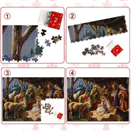 ONEANU Nativity Advent Calendar Jigsaw Puzzle 2024-1008 Pieces Xmas Holiday Advent Puzzle for Kid Adult Boy Teen, 24 Days Christmas Countdown Calendar, Stocking Stuffer Home Decoration