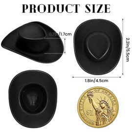24 PCS Mini Cowboy Hat, Plastic Miniature Western Cowgirl Hat for Party Accessories, Cute Doll Hat Party Dress Hat for Dollhouse Birthday Decoration (Black)