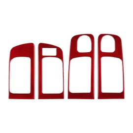 BLAKAYA Compatible with Carbon Fiber Inner Door Handle Cover Frame Interior Decoration Sticker for Toyota Tundra 2014 2015 2016 2017 2018 2019 2020 2021(4PCS Red)