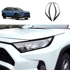 TERDARAY Front Head Light Eyelid Cover Trim Compatible with Toyota RAV4 2024 2023 2022 2021 2020 2019 Headlight Lamp Eyebrow Panel Sticker Exterior Car Accessories ABS 2PCS(Carbon Fiber Style)