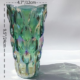 Eastern Rock Unbreakable Flower Glass Vase 3.5lb 9.5inch Sparkle vase Bohemian Style, for Centerpieces,Kitchen,Office, Living Room,Wedding,Perfect Home Decor Glass Vase (Sparkle Green)