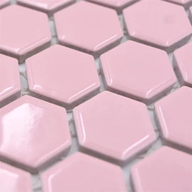 Mosaic Tile Hexagon Ceramic Mosaic Tile Pink Floor Wall Bathroom Kitchen Toilet