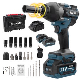 Cordless Impact Wrench 1/2 Inch, 1500 N.m/1106ft-lbs Brushless Impact Gun Compatible with Makita 18V Batteries, 3000 RPM High Torque Electric Power Impact Driver Set for Car Home (Blue With Battery)