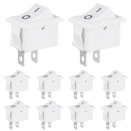 VEXUNGA Toggle Switch 2-Pin White On Off Rocker Switch 6A 250VAC 10A 125VAC Rectangle Switch Built-in Switch Embedded 2 Position 2Pin Boot Switch (Pack of 10)