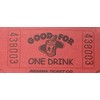 2000 Red Good For One Drink Single Roll Consecutively Numbered