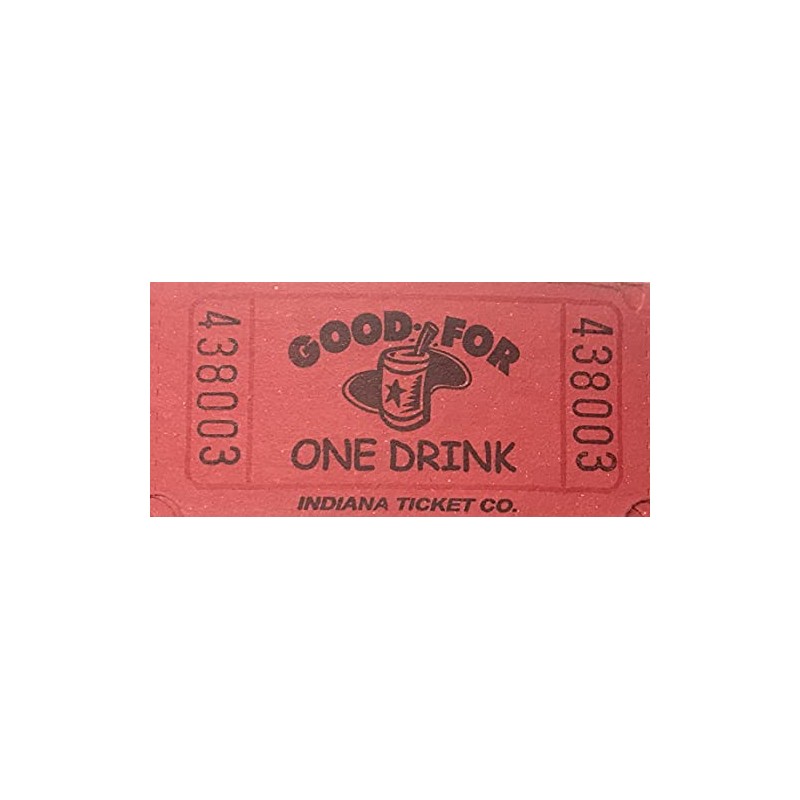 2000 Red Good For One Drink Single Roll Consecutively Numbered