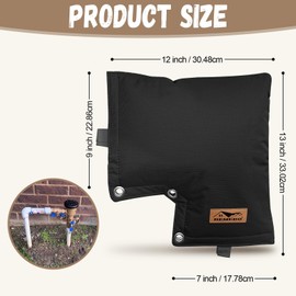 Backflow Preventer Insulation Cover - Water Pipe Insulation Sprinkler Cover for Outside - Insulated Backflow Cover Pouch for Irrigation Back Flow Valve in Winter or Sun Exposure (24"W x 24"H, BLACK)