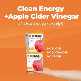 Pureboost Superfoods Clean Energy Booster with Apple Cider Vinegar. Refreshing Energy Drink Mix with 1,000 mg of ACV with The Mother. Sugar-Free, No Sucralose (Cider Crush, 30 Count)