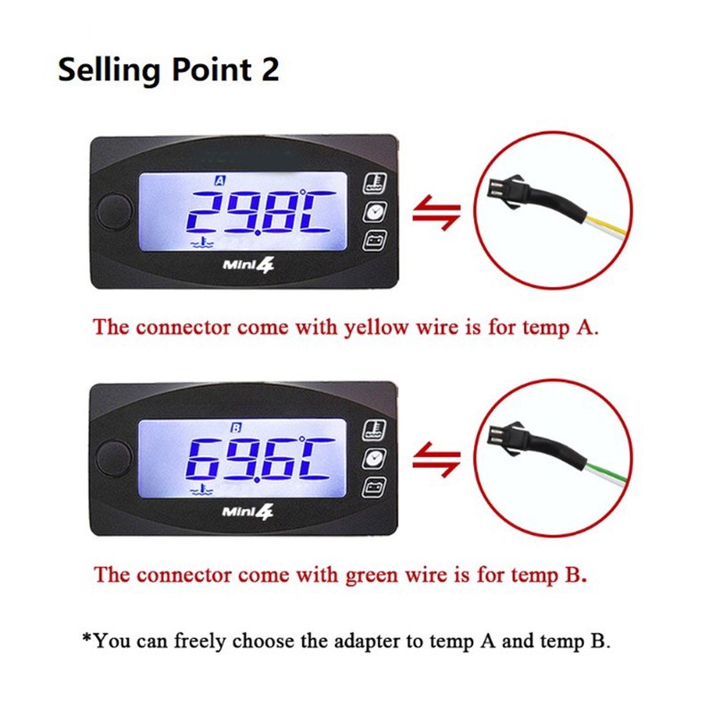 Motorcycle Digital Display 4 in 1 Thermometer Oil Engine Temperature