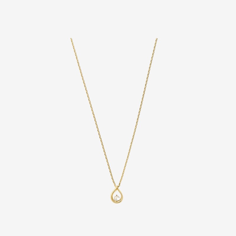 [Exclusive] Gold & Deer 14KGP Tear Drop Cubic Necklace White