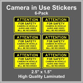 Unbranded Camera in Car Recording Video 6-Pack Decals Yellow & Black 2.5" x 1.5" for Uber