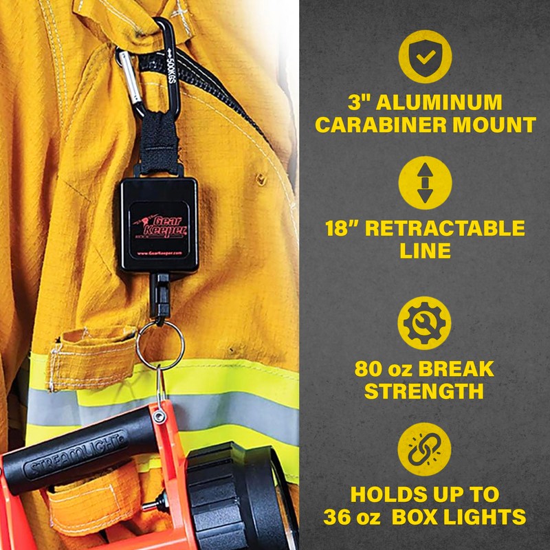 Gear Keeper Box LED Flashlight Retractor With 3” AL Carabiner