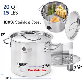 ARC 20QT Steaming Kit, 55,000BTU Portable Propane Burner, SS Steamer Pot w/Easy-fill Water Spout, Divider and Steamer Rack, Seafood Crab-Vegetable-Vaporeras para Tamale Steaming, Outdoor Cooking