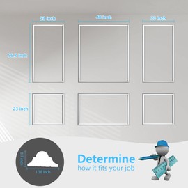 6-Frame Peel and Stick Pre-Cut Wall Molding Kit Wainscoting Wall Panels for Interior Wall Decor Living Room Bedroom Accent Wall (JX88)