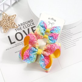 3PCS Hair Bows for Girls Hand-made Colorful Grosgrain Ribbon Hair Bows Alligator Clips Hair Accessories Barrettes for Little Teen Toddler Girls Kids (Yellow Gradient)