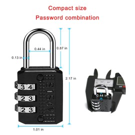 SISAV 5 Pack 3Digit Combination Padlock Easy Read Dials School Gym Locker-Keyless Resettable Combo Five Colors are Optional Luggage Fence Travel Gate Door Toolbox Case Employee Lockers Hasp