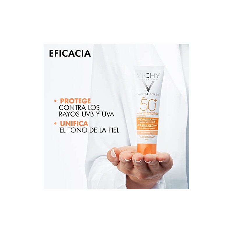 VICHY Protector Solar Facial Anti-manchas 3en1 Toque Seco con Color