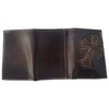Custom Our Lady of Guadalupe Nocona Cross Leather Trifold Chocolate