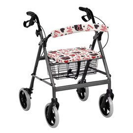 ZOUTAIRONG Love Heart Rollator Walker Seat and Backrest Covers Cute Cats Stretchable Rollator Walker Seat and Backrest Covers, Easy to Install