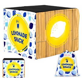 HIDEABOO Easy Lemonade Stand Tablecloth Polyester Spandex Table Cover for Lemonade Stand for Kids, Essential Lemonade Stand Supplies, Kit, and Decoration - Blue - 34" L x 34" W x 28" H