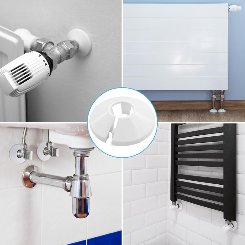 16mm Radiator Pipe Covers Chrome – White Radiator Pipe Collars