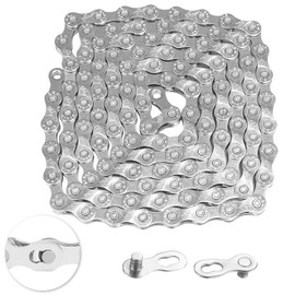 21/24/27 Speed Bike Chain, Bicycle Mountain Bike Chain, 116 Links Single & Multi Speed Bikes Chain, Compatible with 8/9/16/18 Speed Positioning Systems(Silve)