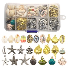 1 Box of 100pcs Mixed Sea Shells Charms Beads for Jewelry Making - Shell Charm, Shells Beads, Summer Beach Craft Decor