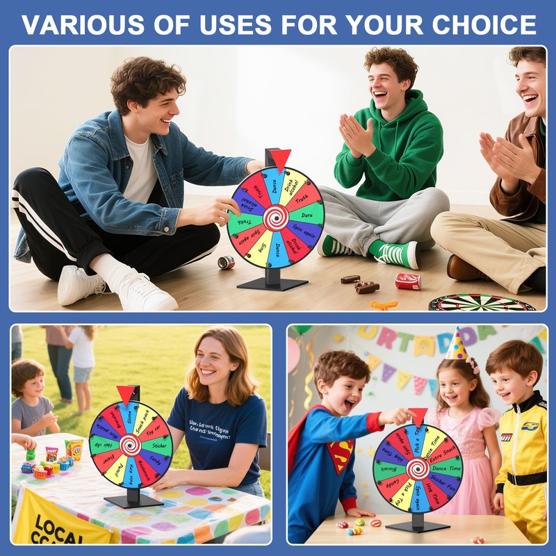 Retbtnm 12 Inch Prize Wheel, 12 Slots Color Spinning Wheel