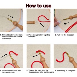 Punch Needle Kit Embroidery Needle Punch Kit Adjustable Rug Yarn Punch Needles Set, Wooden Handle Embroidery Pens, Punch Needle Cloth Needle Threader Tools for Embroidery Sewing DIY Craft(Blue)