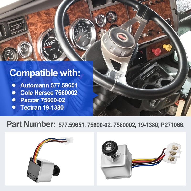 Windshield Wiper Switch Compatible with Kenworth Automann Paccar Cole Hersee