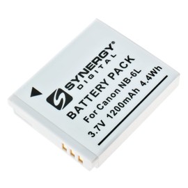 Synergy Digital Digital Camera Batteries, Compatible with Canon NB-6L, NB6L, 2607B001 Digital Camera Batteries (li-ion, 3.7V, 1200 mAh), Set of 2