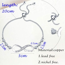 bobauna Rhinestone Infinity Endless Love Symbol Charm Connectors Adjustable Bracelet Faith Hope Love Family Friend Ohana Bracelet for Family Member Friend (Infinity Love Bracelet Ohana)