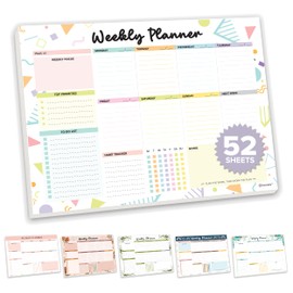 Decorably 52 Sheets Colorful Pastel Undated Weekly To Do List Notepad, 11x8.5in Easy Tear-Off Weekly Planner Pad for Focus, Priorities, To-Do List, Habit Tracker, Agenda, Notes