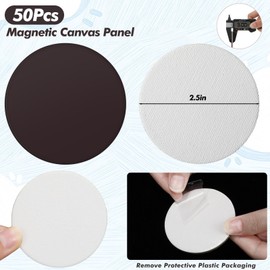 Engrowtic 50 Pcs Magnetic Painting Canvas Panel Mini Canvas Boards for Painting Mini Tile Art for Fridge Locker Art Crafts DIY(2.5 in,Round)