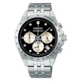 Seiko Selection S Series Neo Vintage Men's Quartz Chronograph, Dial: Black, Bracelet Type