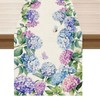 BOTB LIHM Purple Hydrangeas Flowers Leaves Butterfly Spring Table Runner