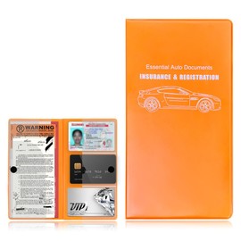 Yourkar Car Registration and Insurance Holder, 9.56"×5.19" Automotive Glove Box Organizer, Vehicle Card Document Glove Box Organizer for Documents Cards License, Car Accessories (Orange)